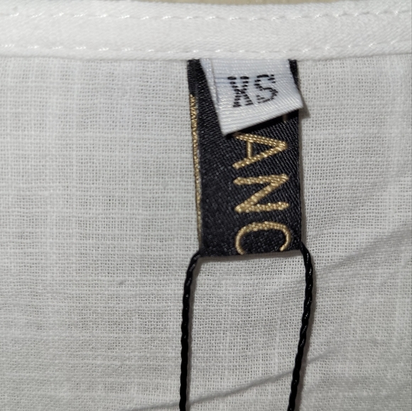 Fancyinn Dress Womens XS White V-Neck Ruffle Pockets Bell Sleeve Tiered Mini NWT - Picture 7 of 16